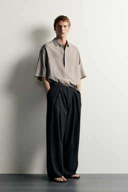 CAMISA POLO RELAXED FIT LINO - ALGOD?N / Gris vigor? - Zara фото 4