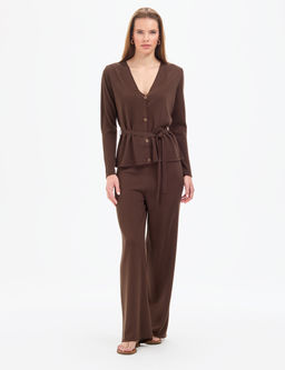 Kahverengi Loose Fit Triko Pantolon