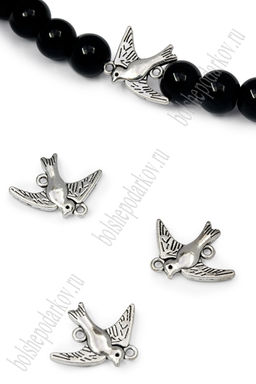 Коннектор 17*22 мм "Птичка" (10 шт) SF-7749, серебро