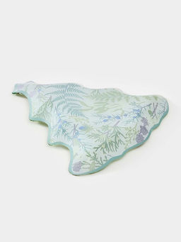 Блюдо сервировочное новогоднее Доляна Еловые ветки, 24.5?24.7?2 см, стекло, белое, зелёное  фото 3