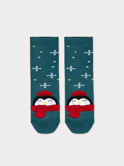 Цена за 5 пар! Носки детские зеленый с рисунком в виде пингвинов - Mark formelle фото 5