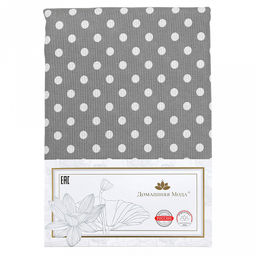 Скатерть 200х145см "Горох серый", длина стола до 160см, на 6-8 персон, хлопок "Оптима" 171г/м2, упаковка классическая 28х41см, "Домашняя мода" (Россия)