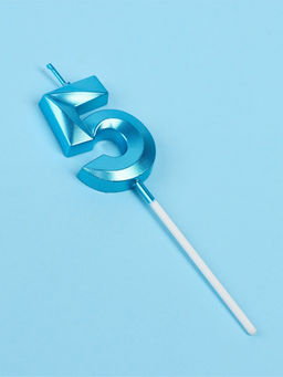 Цена за 4 шт. Свеча в торт на шпажке «Грань», цифра 5, голубая, 5 см