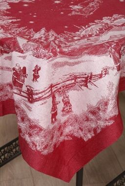 Скатерть Премиум Русская зима-бордо 100*150 см. п/лен - Лен поволжья фото 2