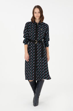 Женское бордовое тканое платье