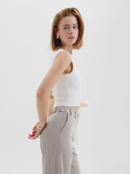 Топ с завязкой на талии женский MINAKU : Casual Collection, белый, размер 44