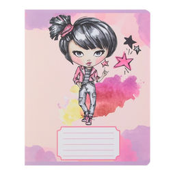 Набор тетрадей 12 листов в линейку Calligrata Pretty Girl, обложка мелованная бумага, серые листы, 10 шт.