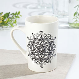 Кружка фарфоровая Доляна Мандала, 380 мл, чёрный узор
