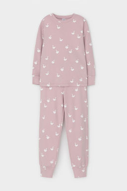 К 1552/розово-сиреневый,лебеди пижама дет