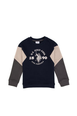 Erkek _ocuk A__k Lacivert Bisiklet Yaka Sweatshirt