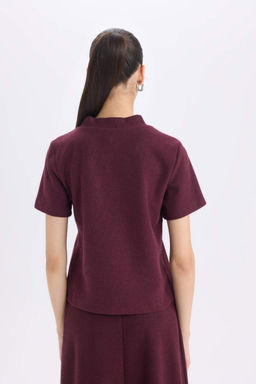 Slim Fit Slim Fit Полуводолазка Повседневная футболка с коротким рукавом - Defacto фото 6