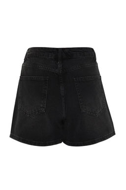 Siyah Yuksek Bel City Boy Denim Sort TWOSS23SR00199