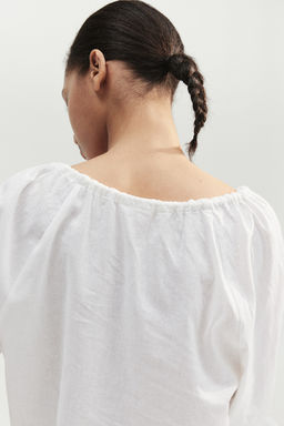 Blusa popover en mezcla de lino - H&m фото 5