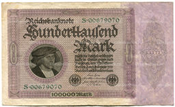 Банкнота 100000 марок 1923 года Германия