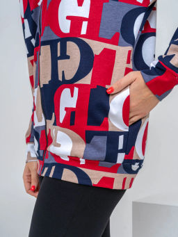 Толстовка женская, цвет синий красный