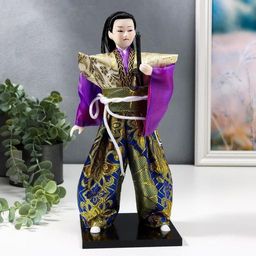 Кукла коллекционная "Самурай в золотом кимоно с мечом" 30х12,5х12,5 см