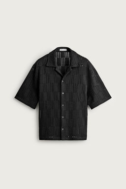 CAMISA RELAXED FIT ESTRUCTURA CALADA / Negro - Zara фото 7