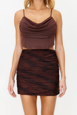 Trendyolmilla Kahverengi Korse Detayl? Orme Tul Bluz TPRSS24BZ00003