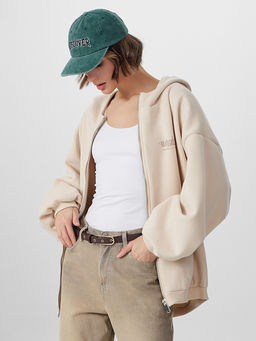 Толстовка женская бежевая на молнии с надписью Whatever - Mark formelle фото 8