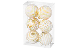 Набор 6 новогодних шаров 8*8 см Золотой винтаж шампань с эффектом старины - Elan gallery фото 6