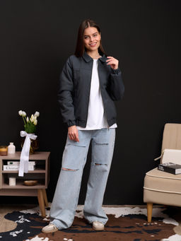 Бомбер женский "Браун" серый