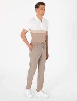A__k Kahverengi Ex. Slim Fit Keten Kar___ml_ Pantolon