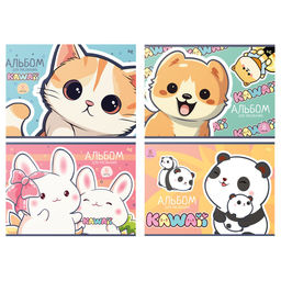 Альбом для рисования BG А4 8л. на скрепке "Kawaii" (АР4ск8_10946) обложка картон