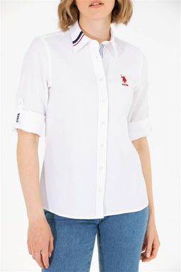 Женская белая рубашка с длинным рукавом Неожиданная скидка в корзине - U.s. polo assn фото 6