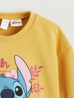Bisiklet Yaka Stitch Bask?l? K?z ?ocuk Sweatshirt