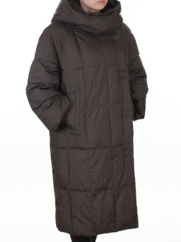 8892 GRAY/BROWN Пальто зимнее женское (200 гр. холлофайбер)