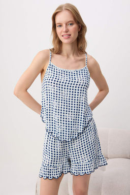 Lacivert More Sustainable _i_ekli Viskon Dokuma Pijama Tak_m_ THMSS26PT00213