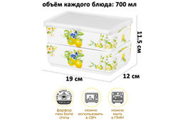 Набор 2 блюд д/холодца 700 мл 19*12*11,5 см Лимоны NEW BONE CHINA - Elan gallery фото 7