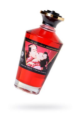 Масло массажное для тела Shunga Пылающая вишня (Blazing Cherry), разогревающее, 100 мл.