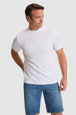 Erkek Beyaz Regular Fit Bisiklet Yaka Basic Ti__rt