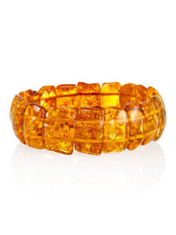 Браслет из натурального цельного янтаря золотисто-лимонного цвета Помпеи
