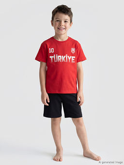 T?rkiye Bask?l? Erkek ?ocuk ?ortlu Pijama Tak?m?