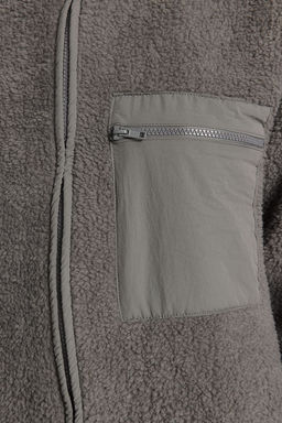 Winter Essentials Antrasit Kal?n Polar Fermuarl? Dik Yaka Cepli Orme Sweatshirt TWOAW24SW00071