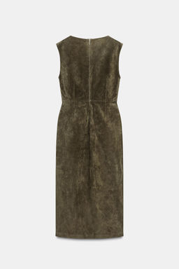 100% LEATHER MIDI DRESS - Zara фото 7