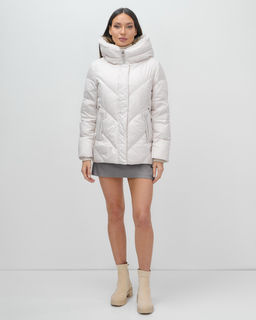 Куртка зимняя женская из овчина стильная и модная бежевого цвета 7348B - Visdeer фото 14