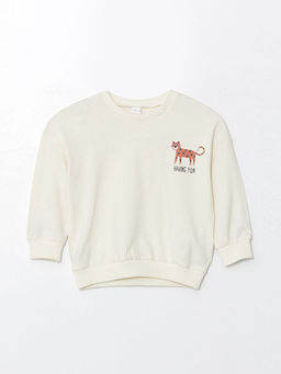 Bisiklet Yaka Uzun Kollu Bask?l? Erkek Bebek Sweatshirt