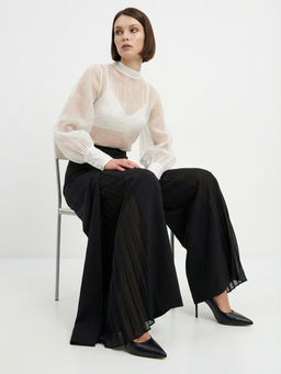 Блузка из органзы со съемным воротником OD-930-1 синий