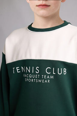 Regular Pamuklu Fit Bask_l_ Sweatshirt Erkek _ocuk - Defacto фото 4