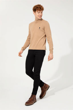 U. S. Polo Assn Мужской базовый свитер светло-коричневого меланжевого цвета - U.s. polo assn фото 7