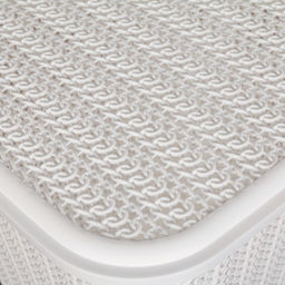 Корзина бельевая «Вязь», 60 л, 44×36×52 см, с крышкой, белая