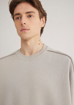 Dikis Detayl? Gri Basic Sweatshirt - Mavi фото 5