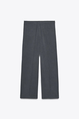 PANTAL?N ANCHO CINTURA DOBLE / Gris antracita