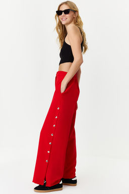 TRENDYOLMILLA Siyah Wide Leg/Genis Paca Yanlar? Dugmeli Dokuma Kumas Pantolon TWOSS20PL0398  фото 2