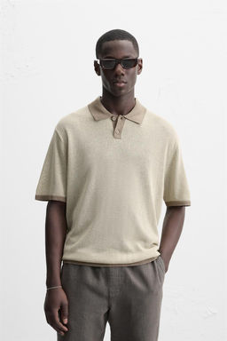 CONTRAST KNIT POLO SHIRT - Zara фото 2