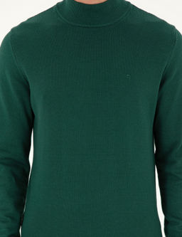 Ye_il Slim Fit Yar_m Bal_k__ Yaka Basic Triko Kazak - Pierre cardin фото 6
