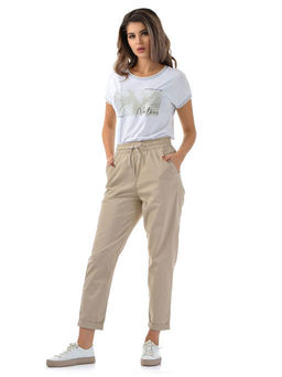 Хлопковые комфортные брюки резинка по поясу  ЦВЕТ БЕЛЫЙ! - А+б коллекция фото 2